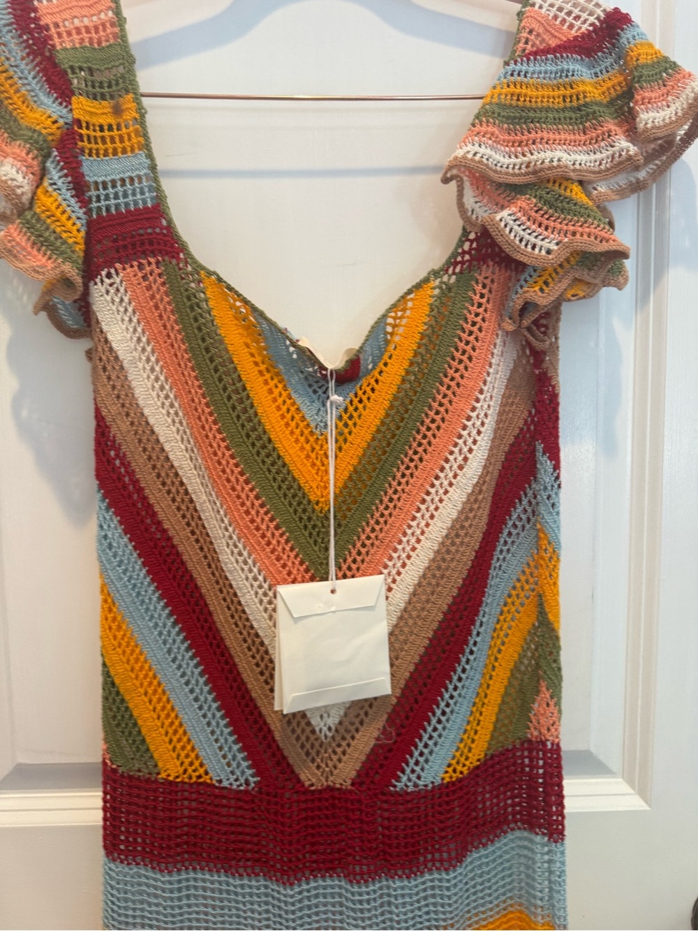 Free People Multicolor Crochet Maxi Dress - Burgundy, Mustard, Olive - Picture 4 of 5